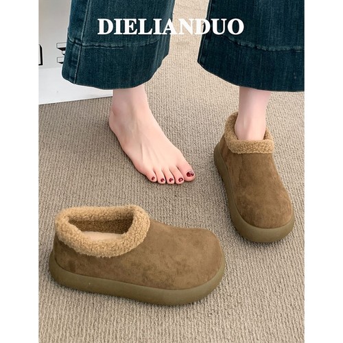 小土豆勃肯鞋女款2025新款秋冬季全包皮毛一体加绒加厚保暖棉鞋子