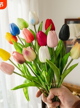 货源PU郁金香家居仿真花假花婚庆MW08081店铺装饰逼真