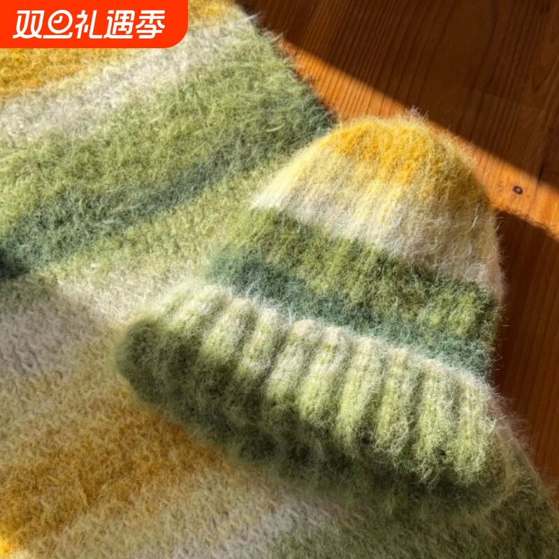 雪羊毛线混纺长绒毛线编织保暖帽子衣服柔软中粗绿野仙踪空山雨后