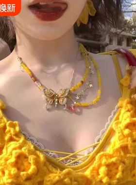 黄色银杏叶项链甜酷风女式