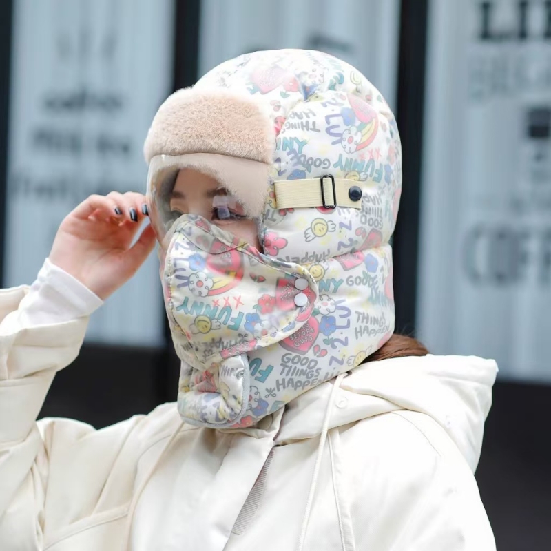 帽子女冬季加绒加厚防风面罩保暖神器电动车骑行男头套棉帽雷锋帽