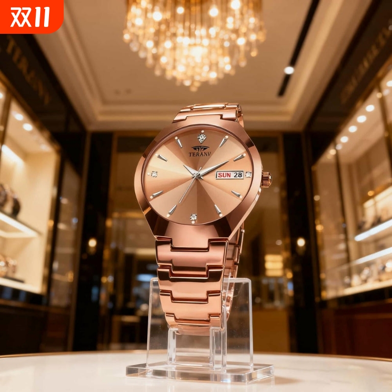 男款手表防水石英腕表高级感男士全自动非机械表正品名牌钢带商务