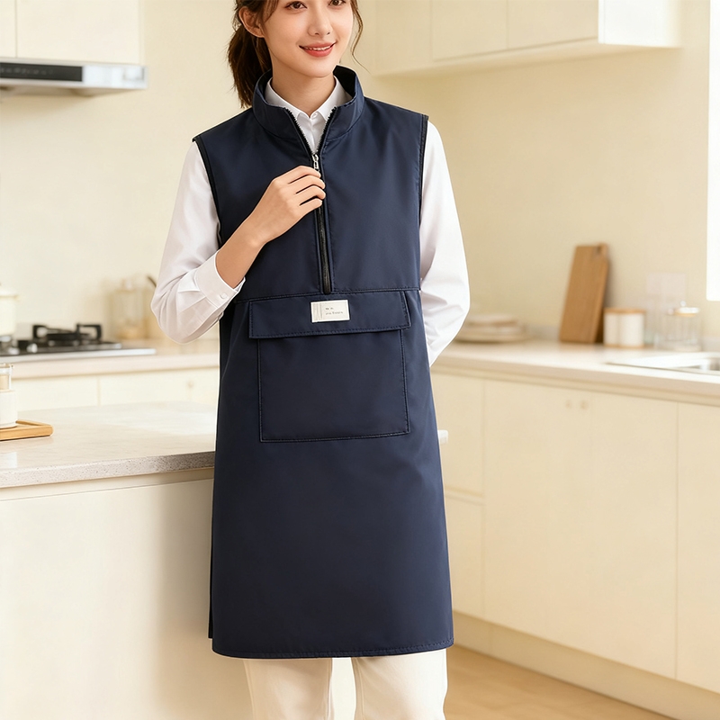 新款罩衣女加绒加棉加厚防水长袖围裙工作服外套冬季保暖大褂防油