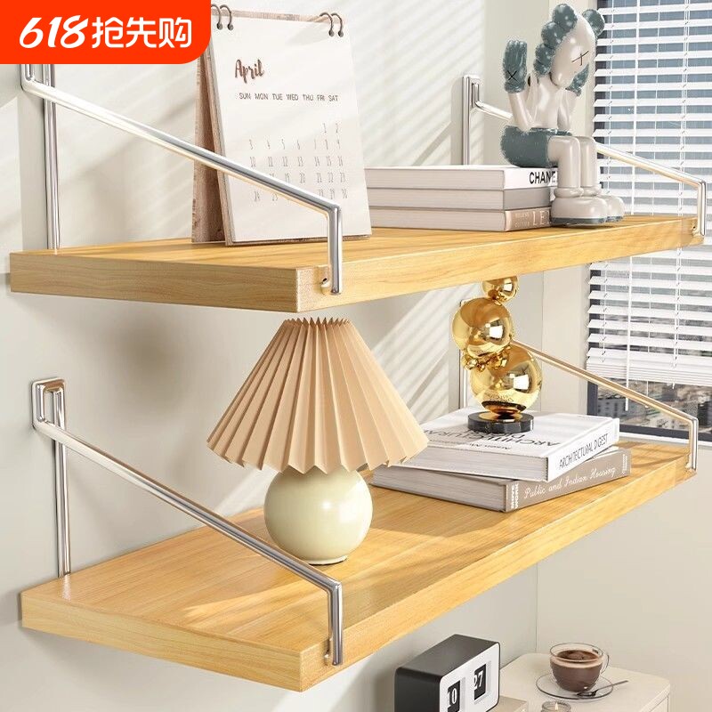 免打孔墙上置物架一字隔板万能挂钩搁板投影仪架寝室展示架置物架