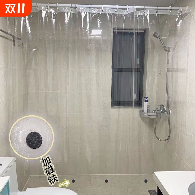 PEVA防水全透明浴帘隔离帘免打孔保暖加厚防尘门帘厨房挡水帘子