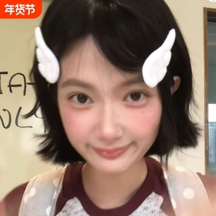 白色天使翅膀发夹可爱甜美日系边夹设计感碎发刘海夹新品发饰头饰