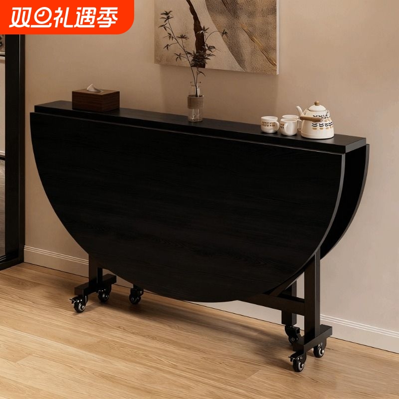 折叠饭桌餐桌家用可折叠移动圆形带转盘客厅大圆桌子桌面阳台方桌