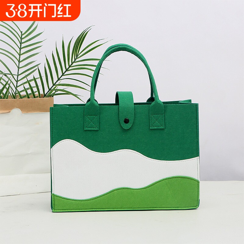 【KK总推荐】拼色山峰手拎包高级感小众毛毡手提包通勤单肩斜挎包