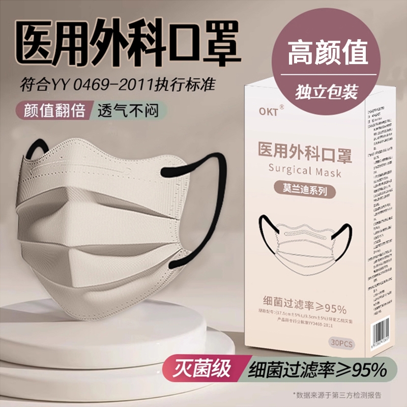 蝶形医用外科口罩一次性医疗新款防菌高颜值透气成人云朵蝶形V脸