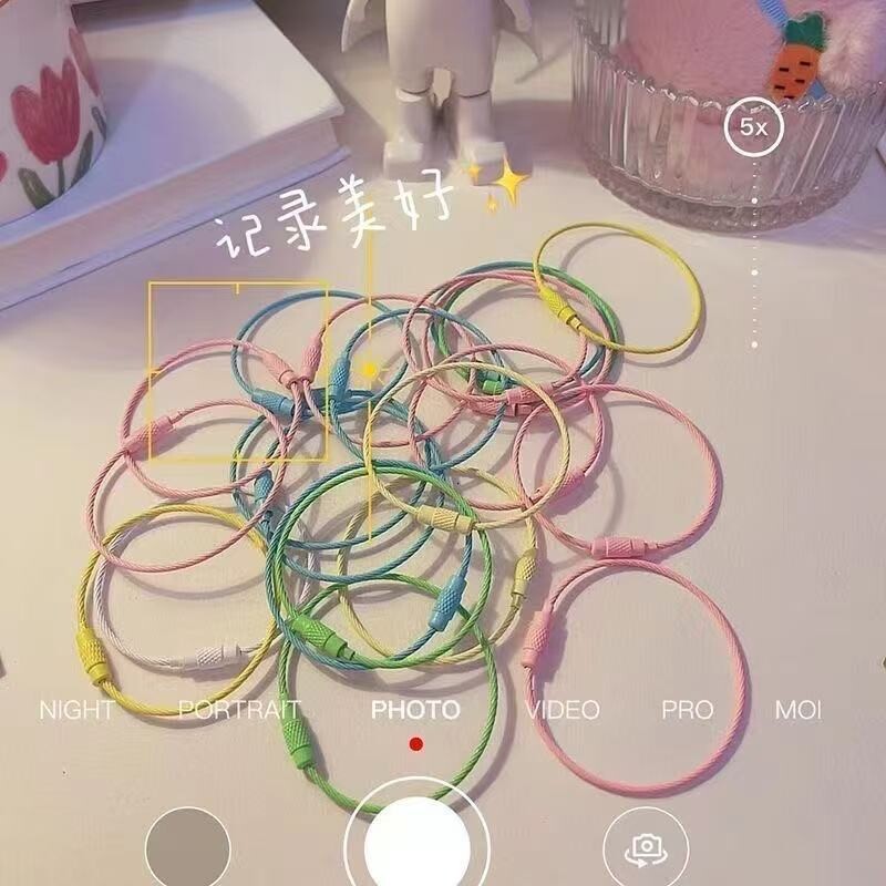 diy钥匙扣批发马卡龙钥匙扣钢丝绳多功能挂件钥匙圈配件汽车配饰