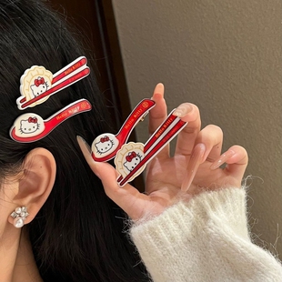 【3个】筷子勺子趣味发夹