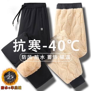 男裤 男士 子款 外穿加绒羊羔绒防风保暖裤 冲锋男 加厚冬季 啄木鸟棉裤