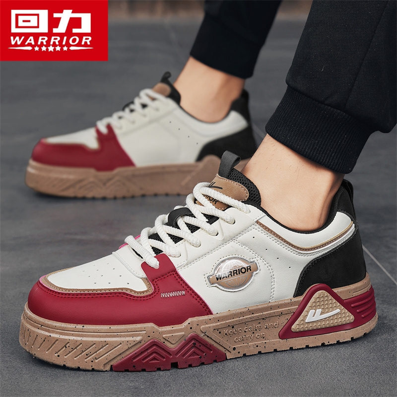 回力男鞋潮牌百搭休闲板鞋酒红色厚底增高运动鞋高级感