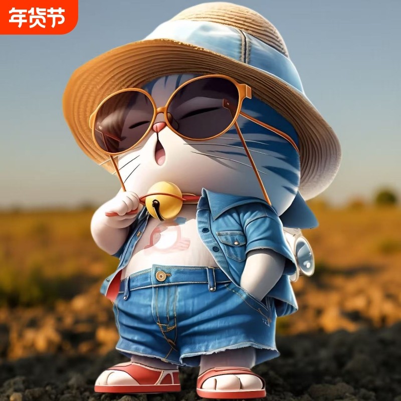 哆啦A梦3d创意休闲汽车电动贴纸室内房间墙面行李箱冰箱防水自粘