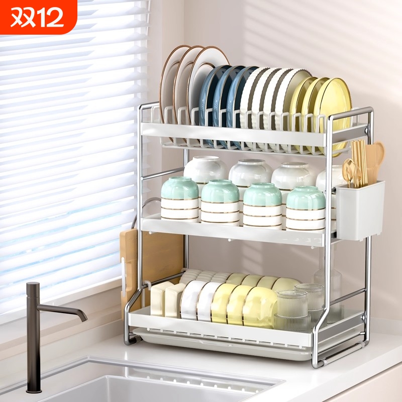 厨房台面碗碟沥水架多功能筷子盒碗盘收纳架子家用碗柜放碗置物架