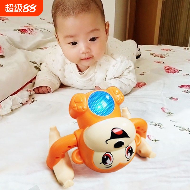 儿童电动翻滚猴子玩具早教灯光音乐翻跟斗小猴益智婴儿爬行男抬头