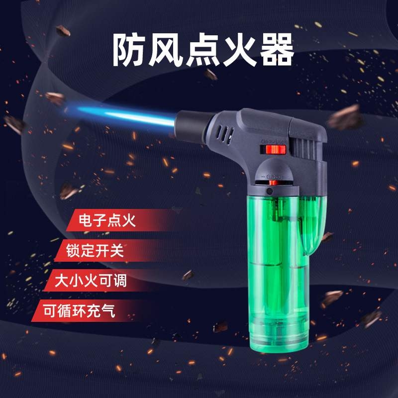 新款 长嘴直冲点火枪可充气创意雪茄高温焊枪喷枪气体防风艾潮