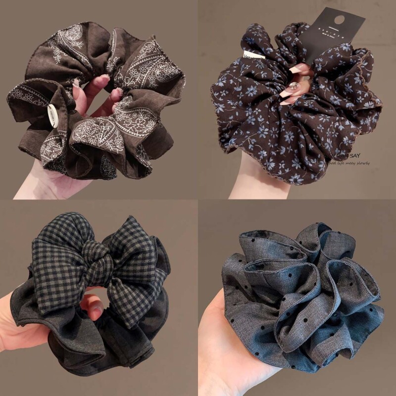 韩系复古大肠发圈女新款高级感气质丸子头绳扎头发圈 ins秋冬发饰