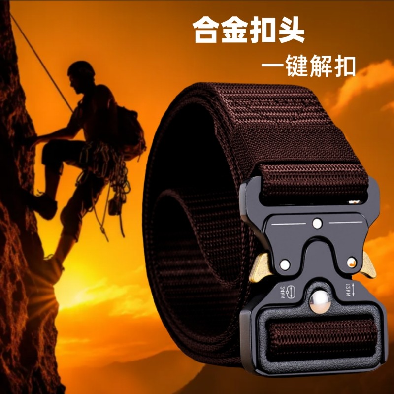 户外运动战术腰带男合金自动扣头尼龙帆布男女工装裤快扣皮带裤带