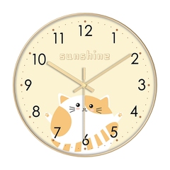 卡通可爱挂钟静音猫熊猫创意家用儿童房客厅卧室时钟挂墙免打孔表