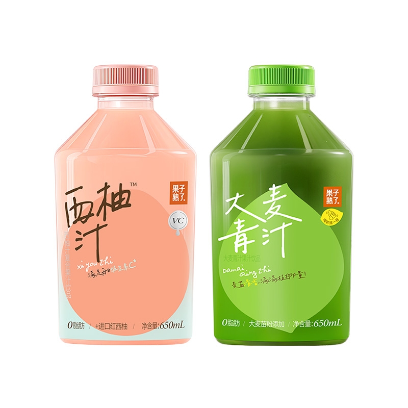 10月底到期|果子熟了柠檬汁大麦青汁650ml西柚复合柚汁饮料
