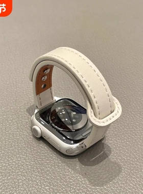 适用iwatch9表带applewatch 10手表带皮watch九苹果手表watchs7/6/5/se皮表带高级感iwatchs8真皮女s7s8s9