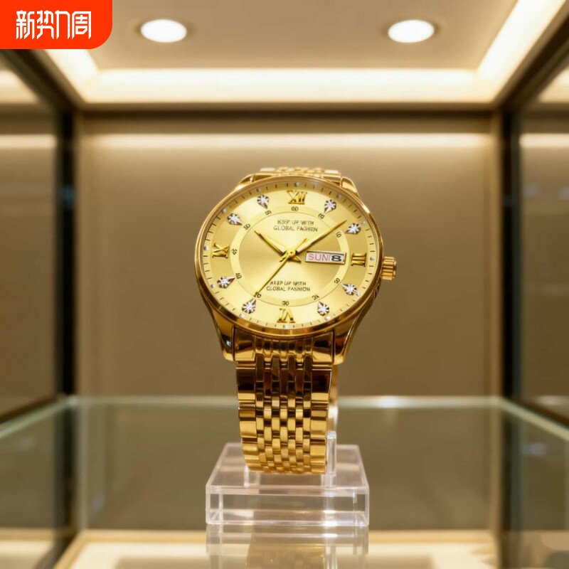 镂空男士手表男正品名牌全自动非机械表钢带男款商务防水石英腕表