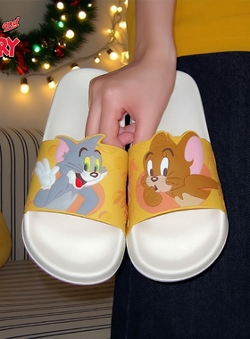 夏季居家外穿汤姆猫杰利鼠情侣ins正版猫和老鼠拖鞋时尚凉拖男女