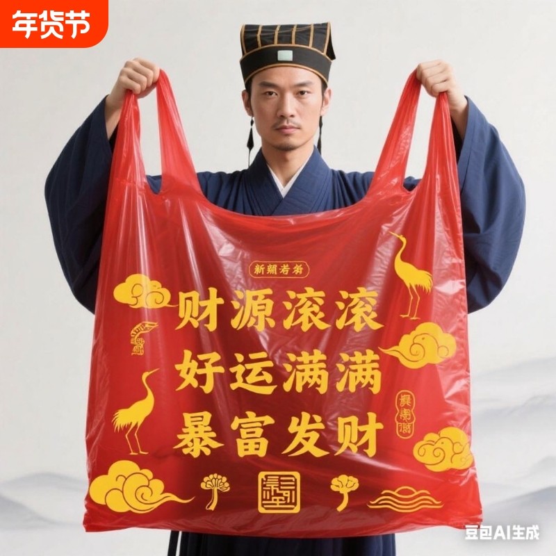 红色除秽拉吉转运袋旧衣服加大塑料袋手提加厚吉祥垃圾袋超大