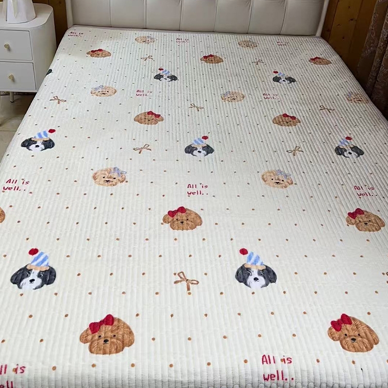 新款牛奶绒床盖加厚冬季保暖床单批发卡通加绒舒适双人榻榻米床盖