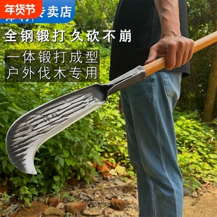 高硬度加厚农用砍柴刀户外开山开路镰刀一体锻打砍竹勾刀全钢弯刀