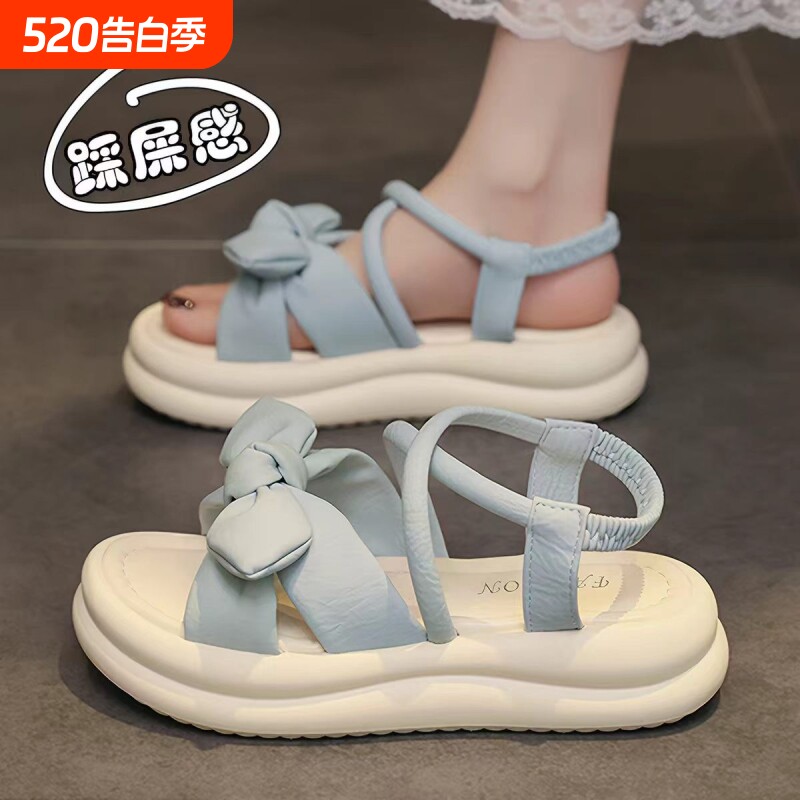 少女孩凉鞋外穿女童蝴蝶结夏款休闲大童仙女风儿童女配裙凉鞋软底