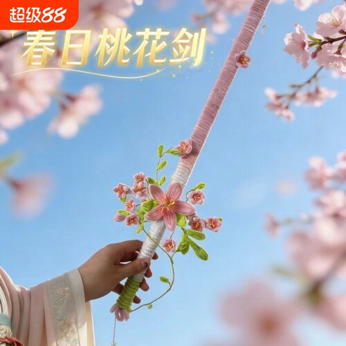 创意diy桃花剑扭扭棒材料包