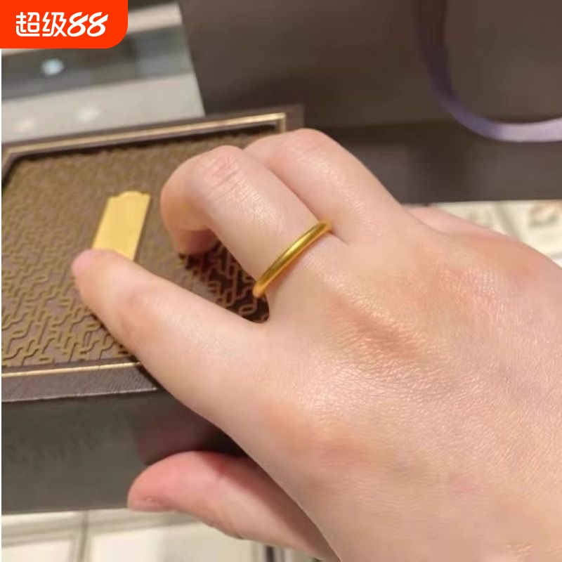 新款沙金素圈戒指女|千人加购