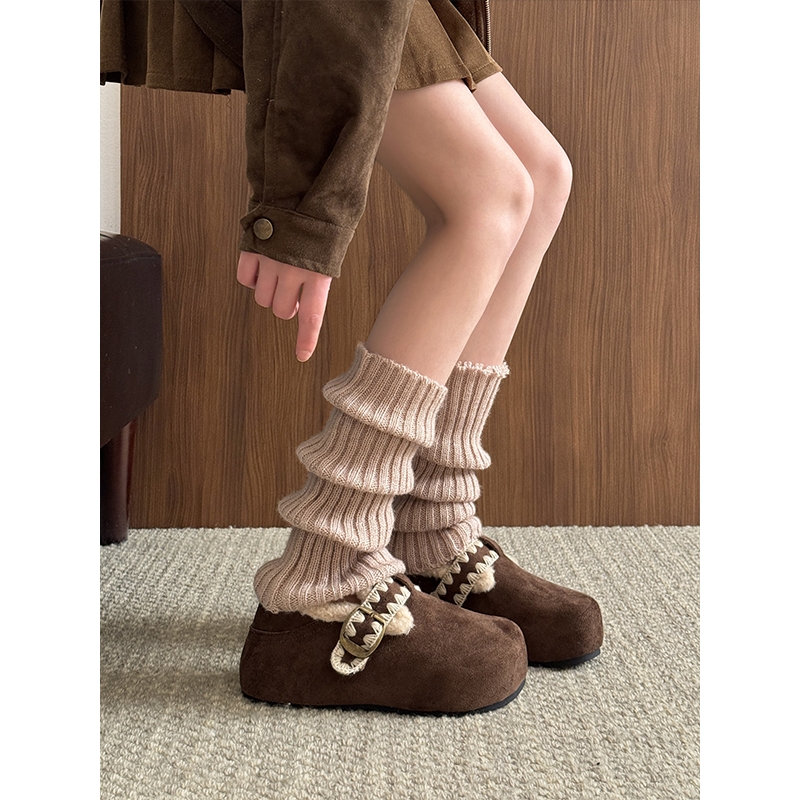 加绒勃肯鞋女2025新款秋冬季毛绒棉鞋全包博肯鞋厚底增高毛毛鞋子