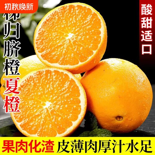 正宗秭归橙子夏橙脐橙新鲜当季水果手剥果冻冰糖甜橙大果整箱包邮