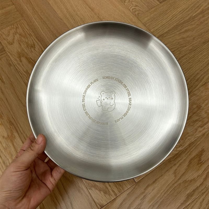 韩式圆盘不锈钢平盘哑光圆形卡通