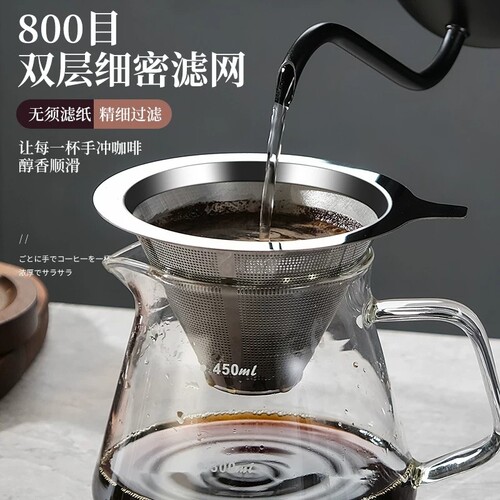 咖啡过滤器不锈钢超细漏斗滤杯
