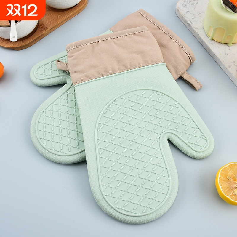 批发厨房硅胶隔热手套套装家用加厚防水防滑微波炉烤箱防烫手夹