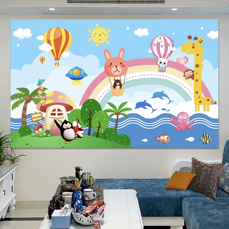 儿童房装饰画自粘墙纸壁画卡通动漫卧室墙头海报背景自粘墙贴画