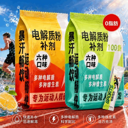 电解质冲剂电解质粉运动补水饮料功能量固体便携装健身跑步维生素