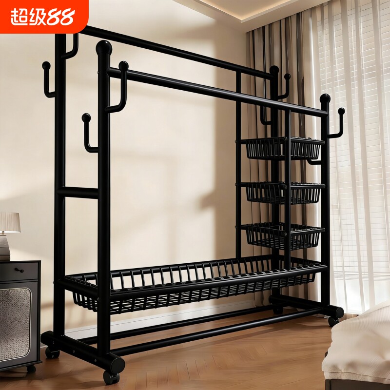 室内晾衣架落地加粗加厚简易衣架阳台家用挂衣架卧室可移动衣帽架