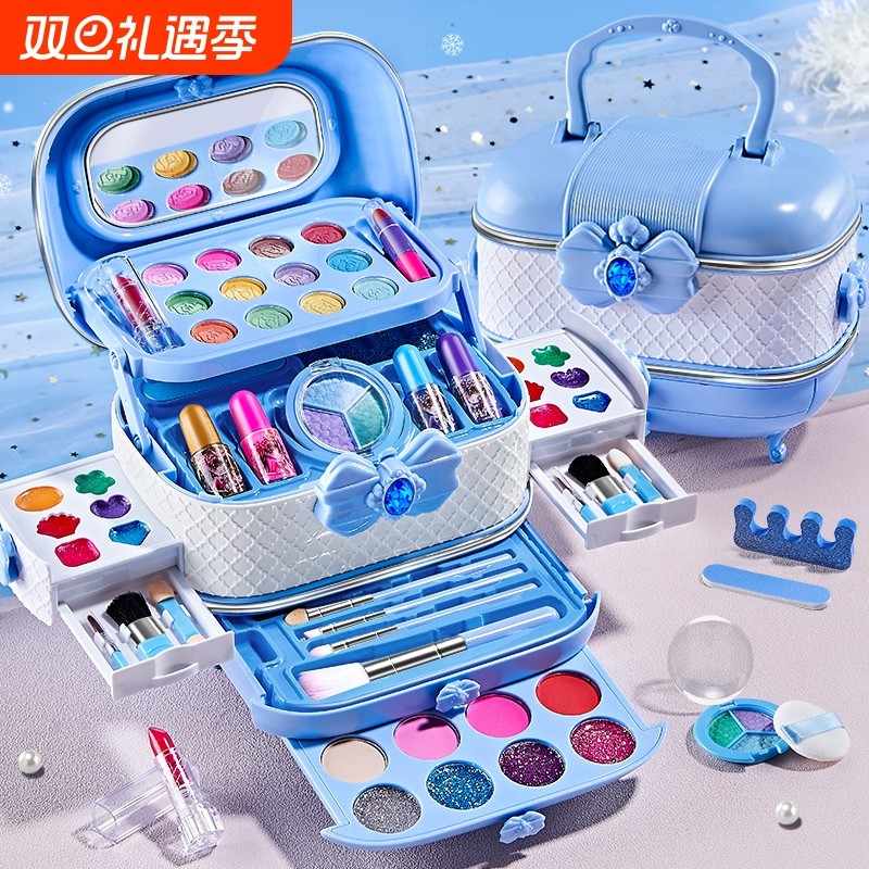 女孩儿童化妆品无毒套装女童小公主彩妆盒仿真油冰雪丽萨艾莎爱莎