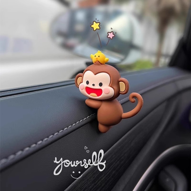 汽车摆件屏幕后视镜装饰品治愈系可爱卡通车载用品公仔车内中控台