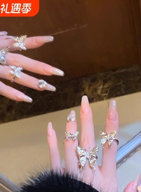 戒指女2025年新款潮小众设计高级感时尚个性蝴蝶结开口食指戒尾戒