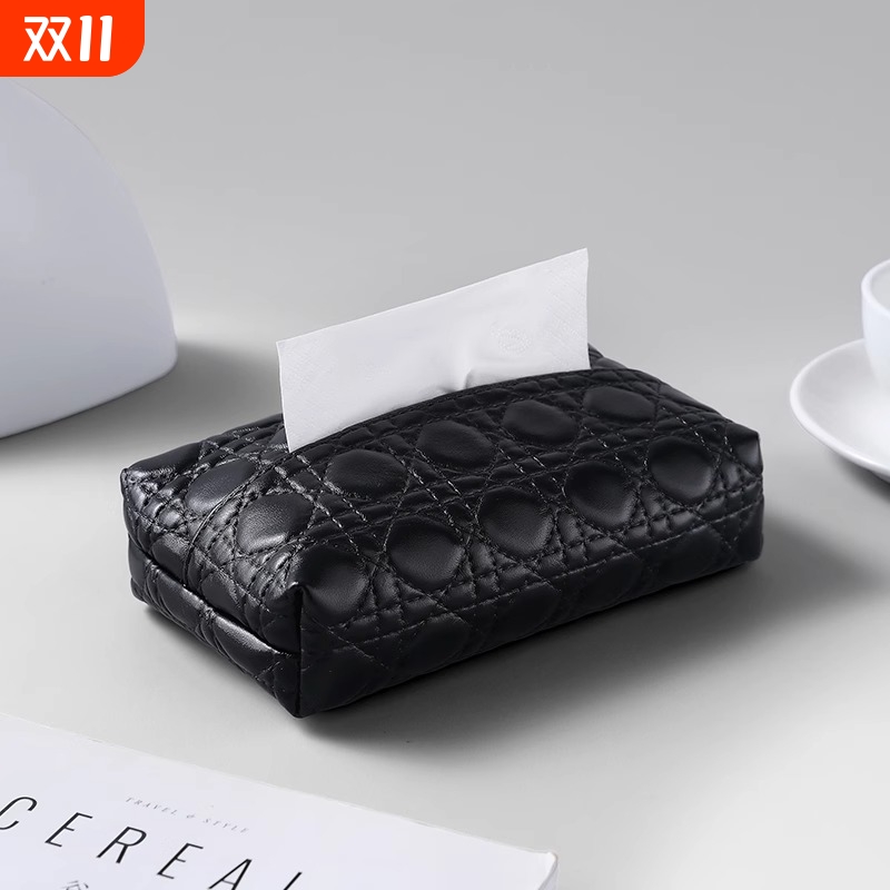 Prynne同款系列圈圈皮纹立体纸抽盒家用纸巾抽餐巾纸客厅收纳盒