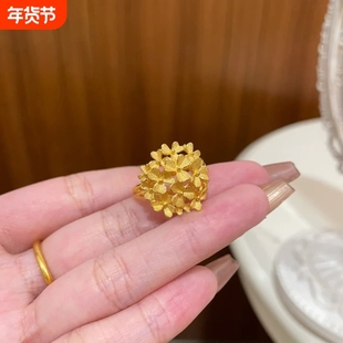 复古金色花塔戒指女百花齐放小众时尚轻奢花朵高级感手饰开口指环