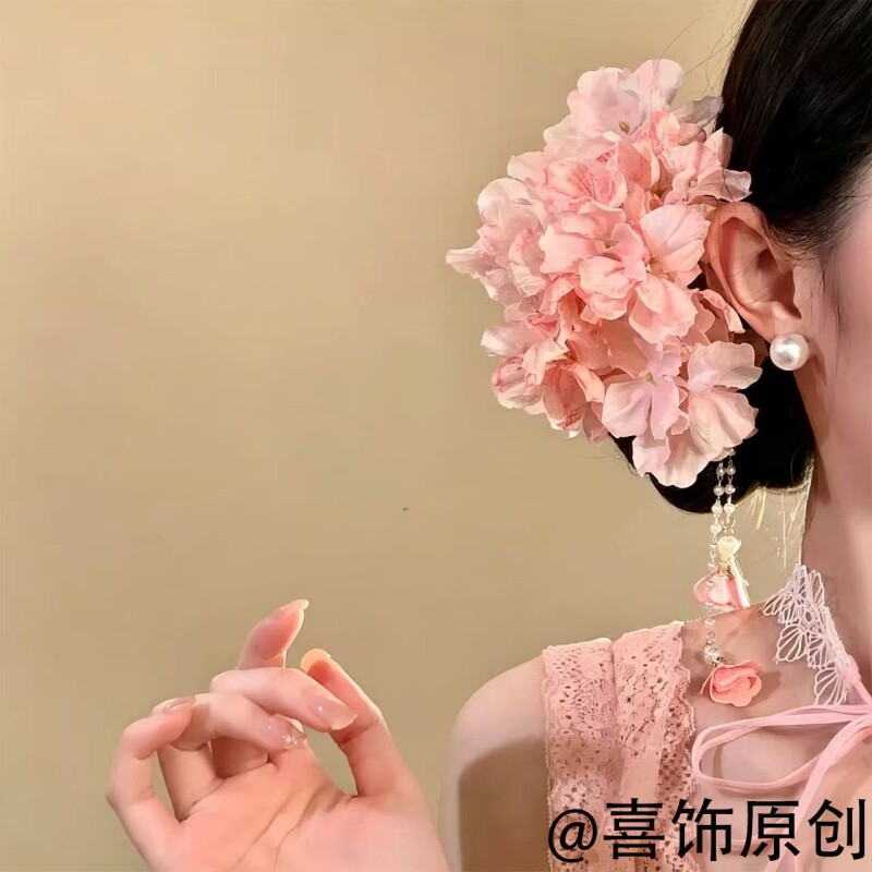 落樱缤纷新中式旅游海边度假风氛围感花朵发钗高级感超仙头饰发簪