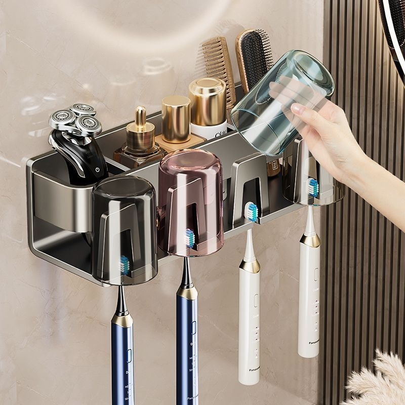 电动牙杯牙膏牙刷置物架架子套装免打孔卫生间浴室漱口杯壁挂收纳