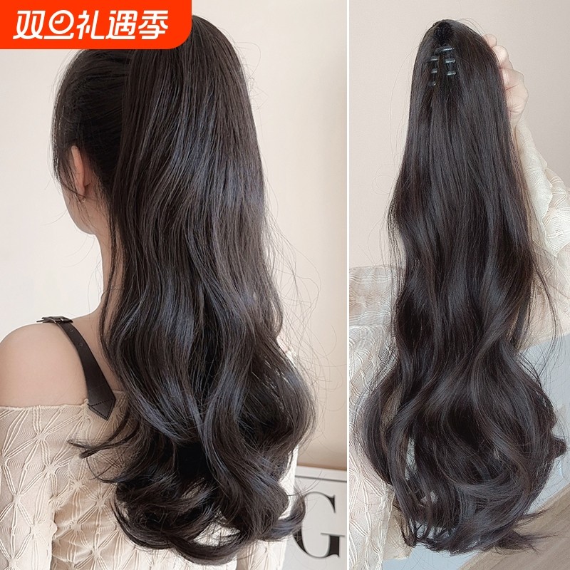 马尾假发女仿全真发抓夹高马尾网红卷发假马尾自然蓬松长发假辫子